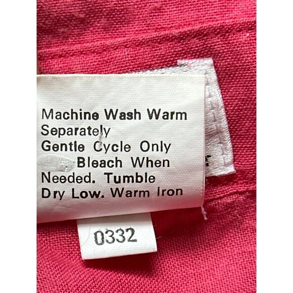 Vintage Pink Button-Up Linen Blend Shirt with Collared Neck & Chest Pockets - Picture 8 of 11
